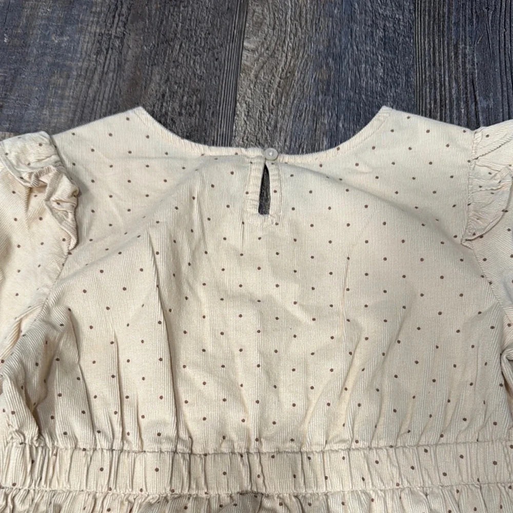 Wonder nation Kids Cream cord raffle Polka Dot Dress